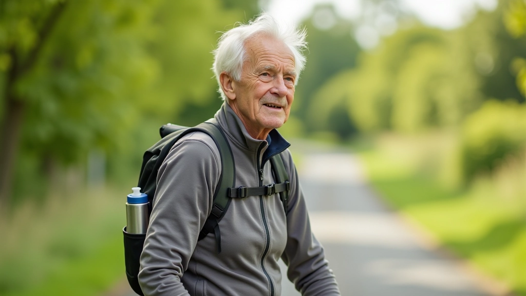 Cyclist packing a rucksack with water bottle and snacks before a ride